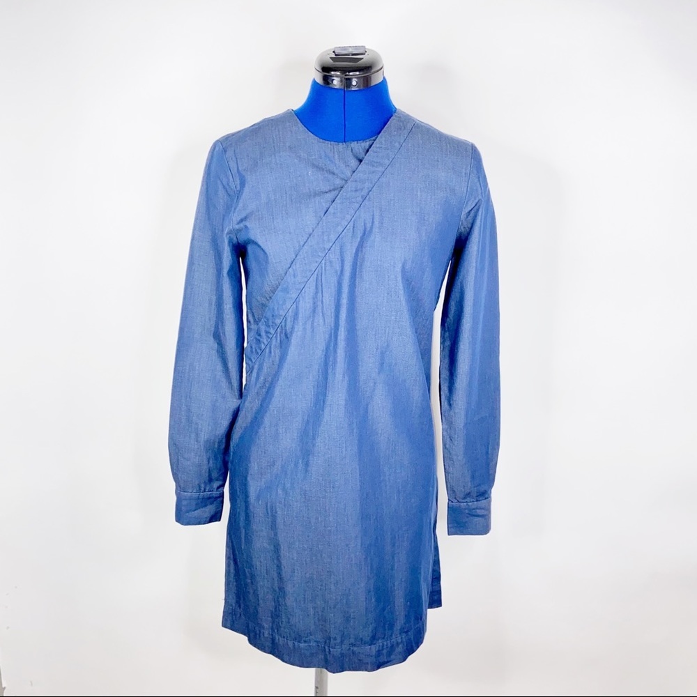 Kate Spade Blue Chambray Wrap Long Sleeve Dress - Picture 1 of 9
